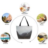 Yanfind Shopping Bag for Ladies Grey Outdoors Range Slope Peak Snow Plateau Building Housing Reusable Multipurpose Heavy Duty Grocery Bag for Outdoors.