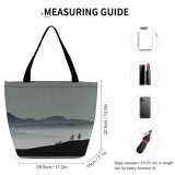 Yanfind Shopping Bag for Ladies Grey Outdoors Fog Mist Landscape Hirzel Suiza Range Panoramic Scenery Contrast Reusable Multipurpose Heavy Duty Grocery Bag for Outdoors.