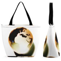 Yanfind Shopping Bag for Ladies Globe Glass Continent Reflection Accessory Africa Europa Ball Soccer Planet Games Reusable Multipurpose Heavy Duty Grocery Bag for Outdoors.