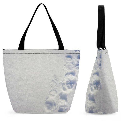 Yanfind Shopping Bag for Ladies Grey Winter Snow Outdoors Davenport Usa Footprint Sparkle Reflection Frost Reusable Multipurpose Heavy Duty Grocery Bag for Outdoors.