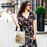 Yanfind Shopping Bag for Ladies Halloween Skull Decor Decoration Scary Skeleton Bones Fake Haunted Death Dead Poison Reusable Multipurpose Heavy Duty Grocery Bag for Outdoors.