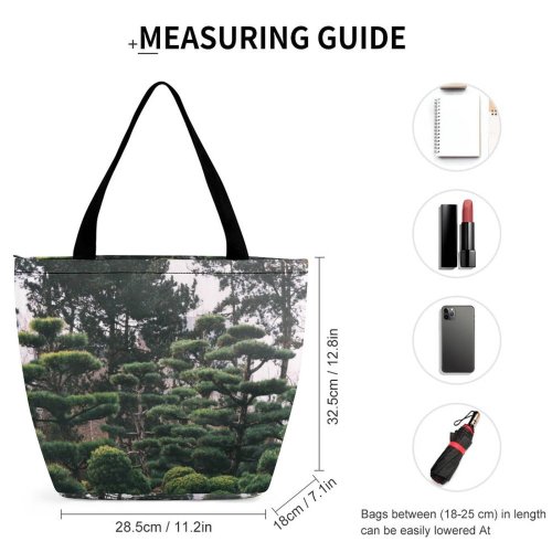 Yanfind Shopping Bag for Ladies Garden Outdoors Plant Tree Arbour Conifer Abies Fir Vegetation Fog Mist Japan Reusable Multipurpose Heavy Duty Grocery Bag for Outdoors.
