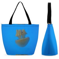 Yanfind Shopping Bag for Ladies Jellyfish Underwater Fish Azure Organism Marine Biology Invertebrates Reusable Multipurpose Heavy Duty Grocery Bag for Outdoors.