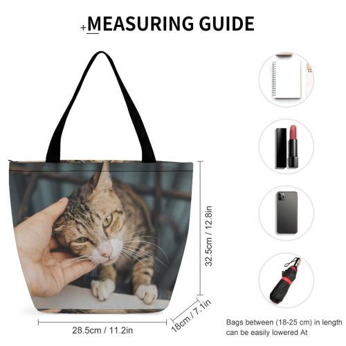 Yanfind Shopping Bag for Ladies Young Stripe Pet Kitten Portrait Whiskers Cute Face Sit Sleep Cat Reusable Multipurpose Heavy Duty Grocery Bag for Outdoors.