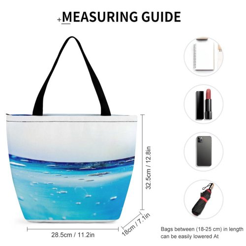 Yanfind Shopping Bag for Ladies Bubbles Frosty Aqua Liquid Turquoise Wave Azure Sky Electric Drop Reusable Multipurpose Heavy Duty Grocery Bag for Outdoors.