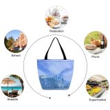 Yanfind Shopping Bag for Ladies Glaciares Argentina Rocks Mountains Polar Iceberg Arctic Ocean Sky Reusable Multipurpose Heavy Duty Grocery Bag for Outdoors.