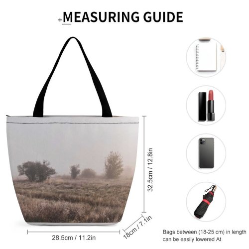 Yanfind Shopping Bag for Ladies Fog Outdoors Mist Bulgaria Drugan P Pro Smartphonephotography Autumn Countryside Plant Reusable Multipurpose Heavy Duty Grocery Bag for Outdoors.