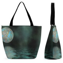 Yanfind Shopping Bag for Ladies Reflection Planet Space Future Galaxy Gleam Glint Atmosphere Astronomical Reusable Multipurpose Heavy Duty Grocery Bag for Outdoors.