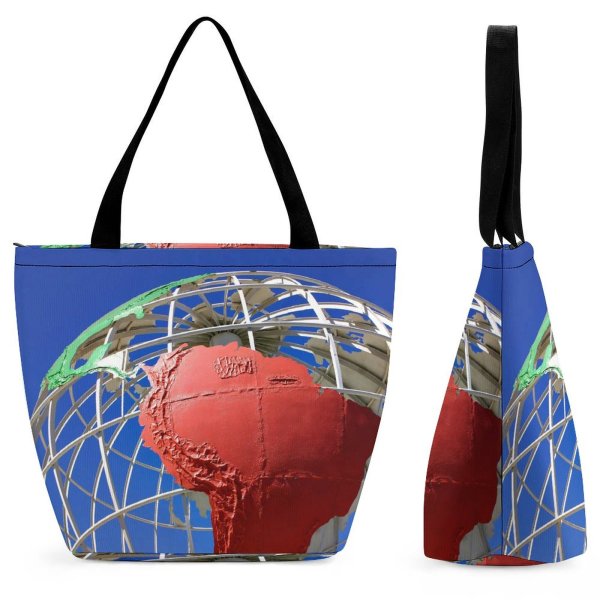 Yanfind Shopping Bag for Ladies Globe Planet Grid Sky America Sculpture Continent Continents Longitude Basketball Reusable Multipurpose Heavy Duty Grocery Bag for Outdoors.