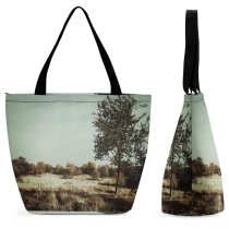 Yanfind Shopping Bag for Ladies Ground Field Outdoors Plant Tree Grass Grassland Savanna France Montreuil Parc Des Reusable Multipurpose Heavy Duty Grocery Bag for Outdoors.
