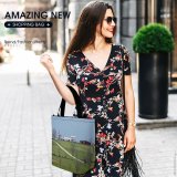 Yanfind Shopping Bag for Ladies Grass Plant Field Grassland Outdoors Countryside Lawn Rural Mound Farm Tree Meadow Reusable Multipurpose Heavy Duty Grocery Bag for Outdoors.