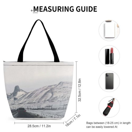 Yanfind Shopping Bag for Ladies Grey Road Outdoors Snow Quba Automobile Car Transportation Vehicle Winter Reusable Multipurpose Heavy Duty Grocery Bag for Outdoors.
