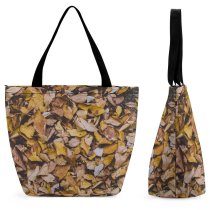 Yanfind Shopping Bag for Ladies Ground Forest National Park United Leaves Leaf Soil Gold Fallen Autumn Reusable Multipurpose Heavy Duty Grocery Bag for Outdoors.