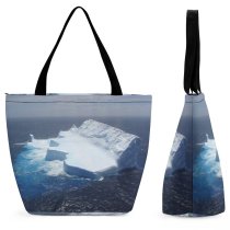Yanfind Shopping Bag for Ladies Iceberg Sea Antarctic Chilly Polar Arctic Ocean Melting Sky Reusable Multipurpose Heavy Duty Grocery Bag for Outdoors.