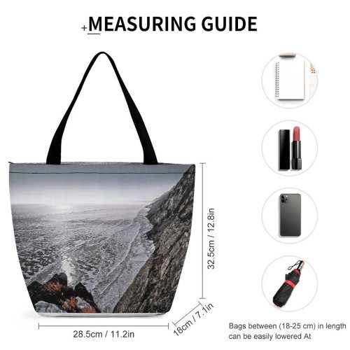 Yanfind Shopping Bag for Ladies Grey Ocean Coast Outdoors Sea Rock Winter Wave Lake Baikal Waterworld Iceworld Reusable Multipurpose Heavy Duty Grocery Bag for Outdoors.
