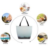 Yanfind Shopping Bag for Ladies Grey Fog City Chicago Il Usa Metropolis Building Town Urban Smog Architecture Reusable Multipurpose Heavy Duty Grocery Bag for Outdoors.