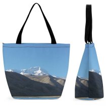 Yanfind Shopping Bag for Ladies Sky Peace Beautiful Snow Dream Nepal Mountainous Landforms Range Highland Reusable Multipurpose Heavy Duty Grocery Bag for Outdoors.