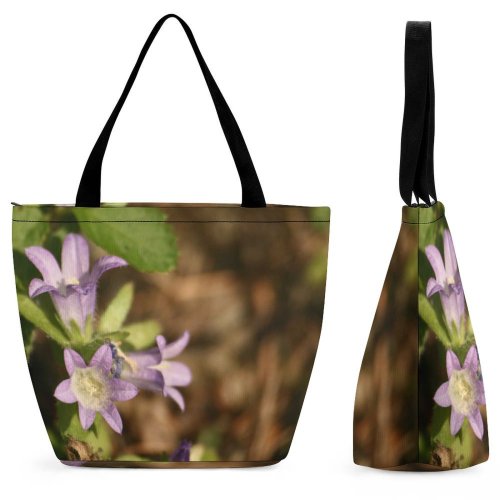 Yanfind Shopping Bag for Ladies Flower Violet Flowering Plant Petal Purple Bellflower Family Wildflower Serbian Gentian Reusable Multipurpose Heavy Duty Grocery Bag for Outdoors.