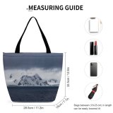 Yanfind Shopping Bag for Ladies Grey Snow Outdoors Antarctica Arctic Winter Iceberg Overcast Cloudy Reusable Multipurpose Heavy Duty Grocery Bag for Outdoors.