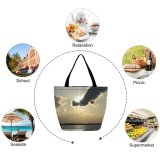Yanfind Shopping Bag for Ladies Sunset Cloud Fire Sky Peaceful Horizon Afterglow Cumulus Daytime Sea Reusable Multipurpose Heavy Duty Grocery Bag for Outdoors.