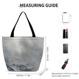 Yanfind Shopping Bag for Ladies Grey Cloud Sky Alps Outdoors Mist Fog Ray Foggy Cumulus Reusable Multipurpose Heavy Duty Grocery Bag for Outdoors.