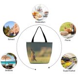 Yanfind Shopping Bag for Ladies Hare Rodent Rabbit Bunny Bokeh Grass Field Portrait Sunlight Wildlife Reusable Multipurpose Heavy Duty Grocery Bag for Outdoors.