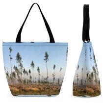 Yanfind Shopping Bag for Ladies Forrest Tree Trees Land Mountains Tatry Lodgepole Pine Vegetation Natural Georgia Plant Reusable Multipurpose Heavy Duty Grocery Bag for Outdoors.