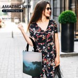 Yanfind Shopping Bag for Ladies Fog Landscape Sunset Mount Tamalpais United States Forest Tree Dawn Dusk Outdoors Reusable Multipurpose Heavy Duty Grocery Bag for Outdoors.