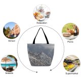 Yanfind Shopping Bag for Ladies Grey Range Outdoors Peak Slope Snow Plant Tree Creative Commons Reusable Multipurpose Heavy Duty Grocery Bag for Outdoors.