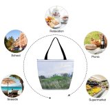 Yanfind Shopping Bag for Ladies Grass Plant Field Grassland Outdoors Singapore Vegetation Jurong Lake Lawn Mound Land Reusable Multipurpose Heavy Duty Grocery Bag for Outdoors.