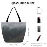 Yanfind Shopping Bag for Ladies Grey Fog Mist Landscape Forest Tree Outdoors Scary Cloud Slope Hill Pine Reusable Multipurpose Heavy Duty Grocery Bag for Outdoors.