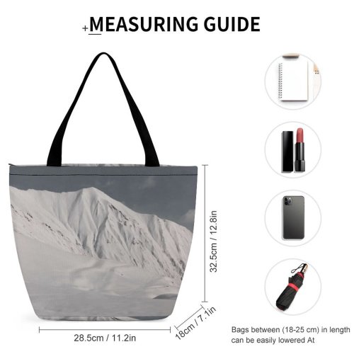 Yanfind Shopping Bag for Ladies Grey Outdoors Range Peak Snow Georgia Landscape Travel Adventure Reusable Multipurpose Heavy Duty Grocery Bag for Outdoors.