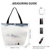 Yanfind Shopping Bag for Ladies Fog Outdoors Mist Hirzel Schweiz Forest Landscape Mysterious Mystical Tree Cloud Light Reusable Multipurpose Heavy Duty Grocery Bag for Outdoors.