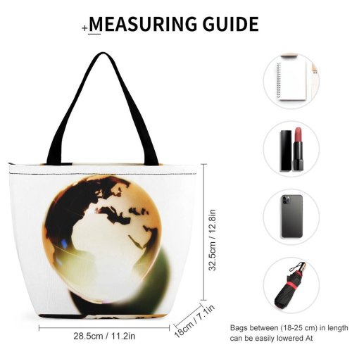 Yanfind Shopping Bag for Ladies Globe Glass Continent Reflection Accessory Africa Europa Ball Soccer Planet Games Reusable Multipurpose Heavy Duty Grocery Bag for Outdoors.