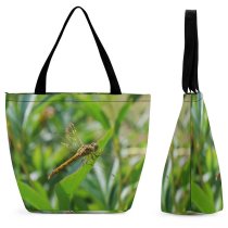 Yanfind Shopping Bag for Ladies Flying Adder Grass Reflection Fly Lake Insects Sunny Insect Dragonflies Reusable Multipurpose Heavy Duty Grocery Bag for Outdoors.