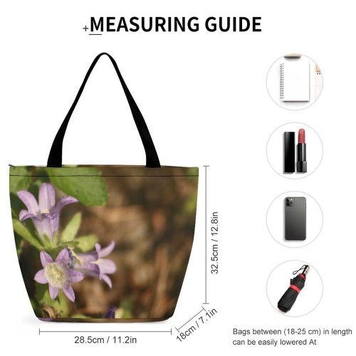 Yanfind Shopping Bag for Ladies Flower Violet Flowering Plant Petal Purple Bellflower Family Wildflower Serbian Gentian Reusable Multipurpose Heavy Duty Grocery Bag for Outdoors.