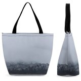 Yanfind Shopping Bag for Ladies Grey Range Outdoors Peak Plateau Fog Snow Scenery Land Countryside Reusable Multipurpose Heavy Duty Grocery Bag for Outdoors.