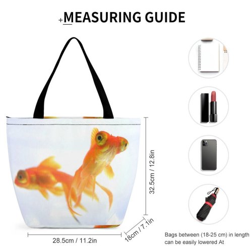 Yanfind Shopping Bag for Ladies Goldfish Pet Aquatic Fish Vertebrate Marine Biology Fin Feeder Organism Tail Reusable Multipurpose Heavy Duty Grocery Bag for Outdoors.