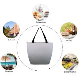 Yanfind Shopping Bag for Ladies Grey Outdoors Fog Birds Mist Lake Public Domain Reusable Multipurpose Heavy Duty Grocery Bag for Outdoors.