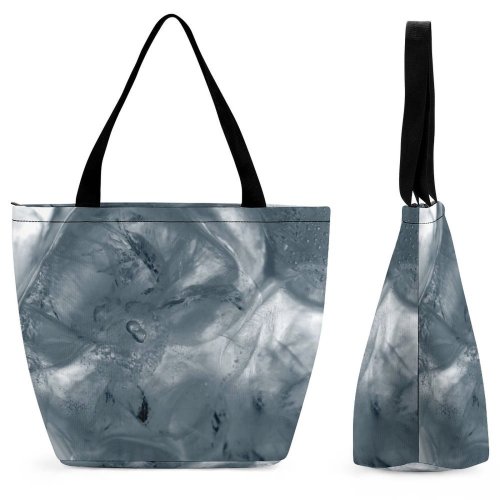 Yanfind Shopping Bag for Ladies Cube Cubes Cool Winter Isbiter Isbit Texture Freezing Liquid Transparent Reusable Multipurpose Heavy Duty Grocery Bag for Outdoors.