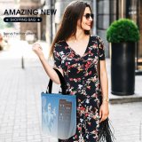 Yanfind Shopping Bag for Ladies Graphics Saeson Ghost City Halloween Scary Cartoon Spooky Happy ChIandra U C Reusable Multipurpose Heavy Duty Grocery Bag for Outdoors.