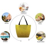 Yanfind Shopping Bag for Ladies Gold Abstract Reflects Shiny Shining Lighting Lights Light Texture Drop Metal Reusable Multipurpose Heavy Duty Grocery Bag for Outdoors.