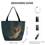 Yanfind Shopping Bag for Ladies Young Pet Kitten Portrait Cute Little Adorable Face Cat Nose Fur Reusable Multipurpose Heavy Duty Grocery Bag for Outdoors.