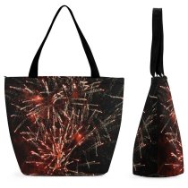Yanfind Shopping Bag for Ladies Fuochi Fireworks Pyrotechnics Feu Flame Fire Sky Midnight Event Night Darkness Reusable Multipurpose Heavy Duty Grocery Bag for Outdoors.