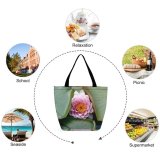 Yanfind Shopping Bag for Ladies Lily Lilly Nymphaea Alba Flower Plant Flowering Petal Aquatic Sacred Lotus Leaf Reusable Multipurpose Heavy Duty Grocery Bag for Outdoors.