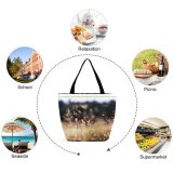 Yanfind Shopping Bag for Ladies Grass Field Fields Grassfield Sunlight Light Backlighting Sky Atmospheric Morning Family Spring Reusable Multipurpose Heavy Duty Grocery Bag for Outdoors.