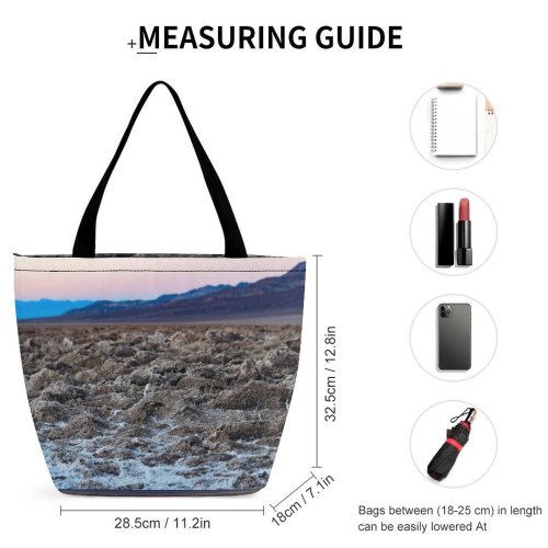 Yanfind Shopping Bag for Ladies Ground Outdoors Soil Land Sand Salt Badwater Basin Grey Plateau Adventure Reusable Multipurpose Heavy Duty Grocery Bag for Outdoors.