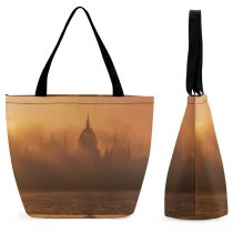Yanfind Shopping Bag for Ladies Fog Budapest Hungary Mist Outdoors Kossuth Lajos Ter HQ Tumblr Cool Smog Reusable Multipurpose Heavy Duty Grocery Bag for Outdoors.