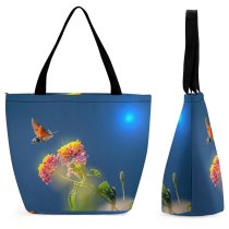 Yanfind Shopping Bag for Ladies Greece Plant Insect Birds Corfu Leaf Invertebrate Flying Wildlife Warm Hummingbird Hawkmoths Reusable Multipurpose Heavy Duty Grocery Bag for Outdoors.
