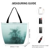 Yanfind Shopping Bag for Ladies Fog Outdoors Mist Island Tree Cool Pics Nautre Snow Misty Grey Reusable Multipurpose Heavy Duty Grocery Bag for Outdoors.